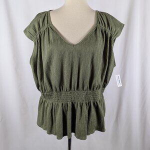 Old Navy Smocked Elastic Waist Green Sleeveless Top Casual Womens Plus Size 2X